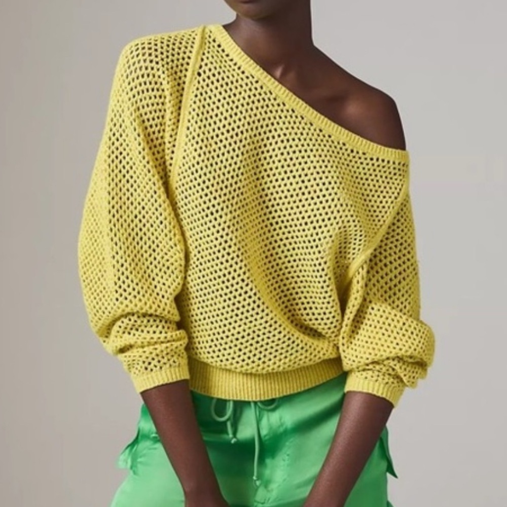 Pilcro yellow open knit sweater, XS